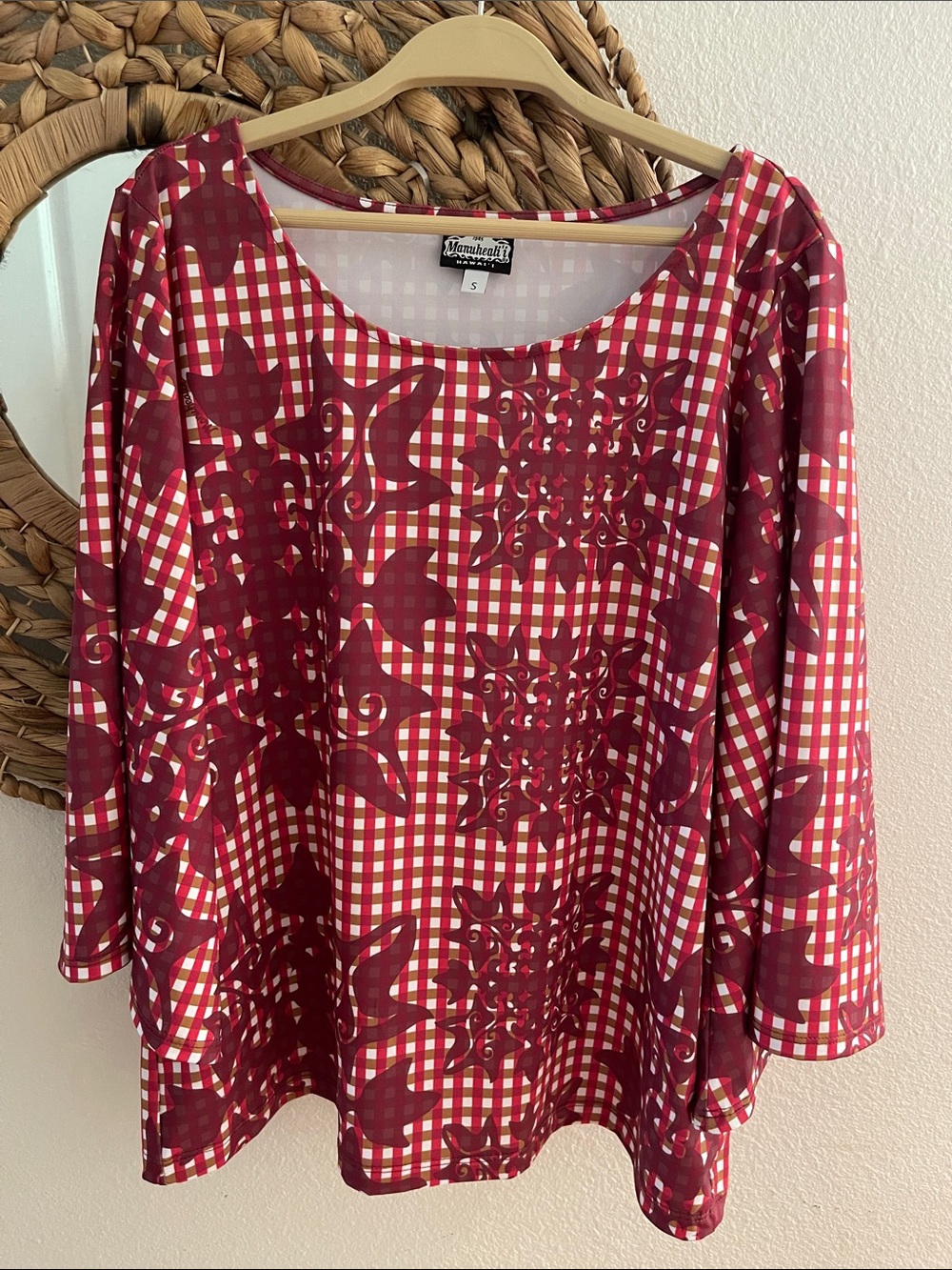 Manuhealii Gingham Top Sz Small
